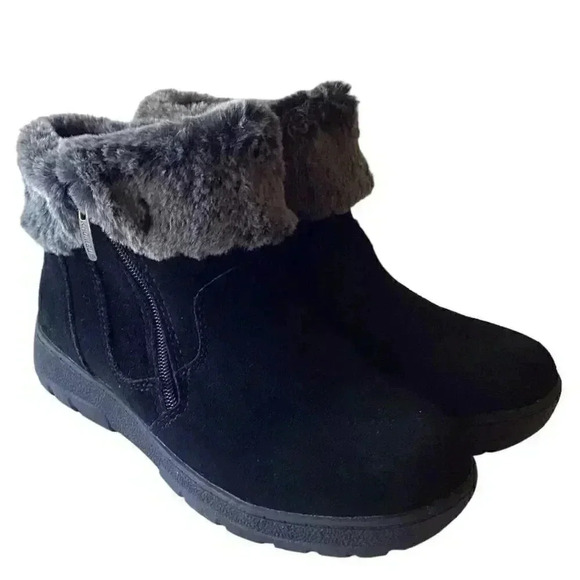 Khombu Boots Womens 8M Black Jessica Suede Faux Fur Double Zip Fall Winter NEW - Picture 1 of 8